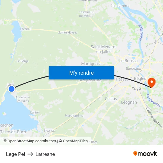 Lege Pei to Latresne map