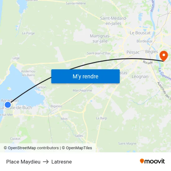 Place Maydieu to Latresne map