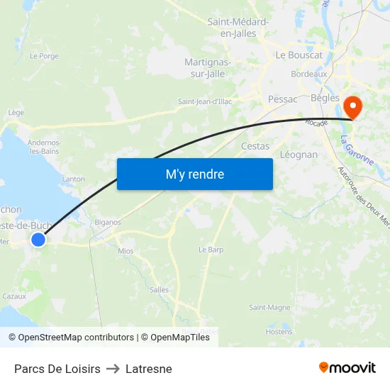 Parcs De Loisirs to Latresne map