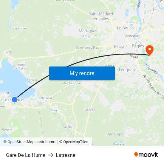 Gare De La Hume to Latresne map