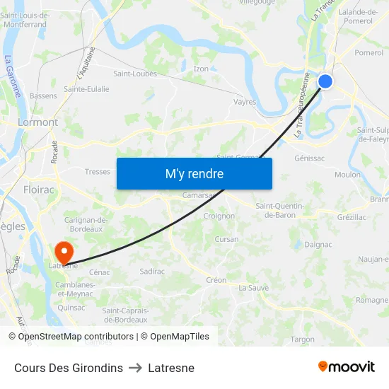 Cours Des Girondins to Latresne map