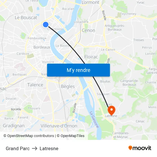 Grand Parc to Latresne map