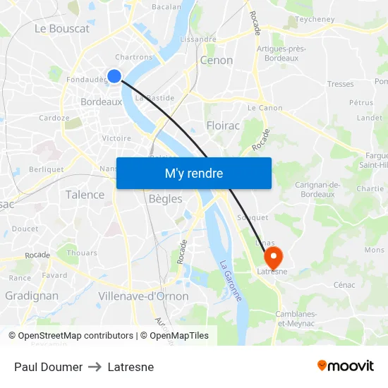 Paul Doumer to Latresne map