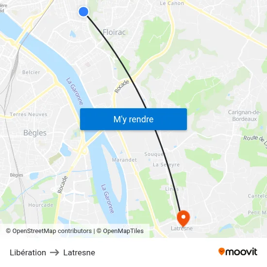 Libération to Latresne map