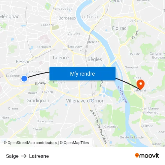 Saige to Latresne map