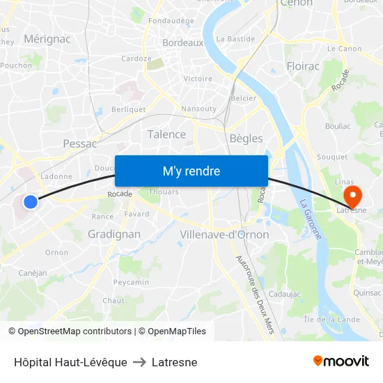 Hôpital Haut-Lévêque to Latresne map