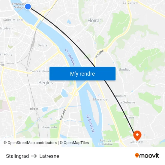 Stalingrad to Latresne map