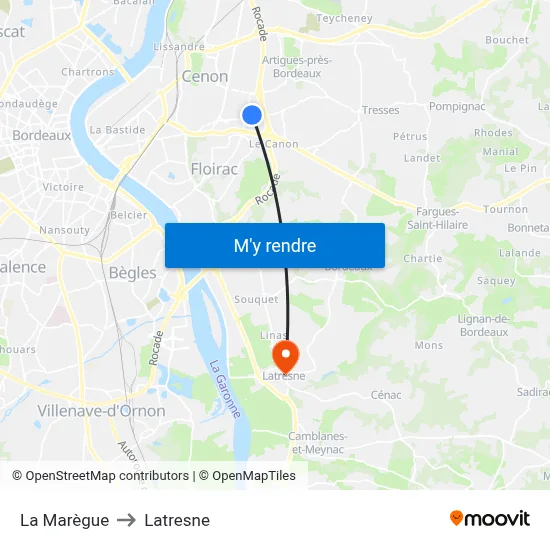 La Marègue to Latresne map