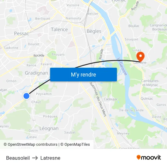 Beausoleil to Latresne map
