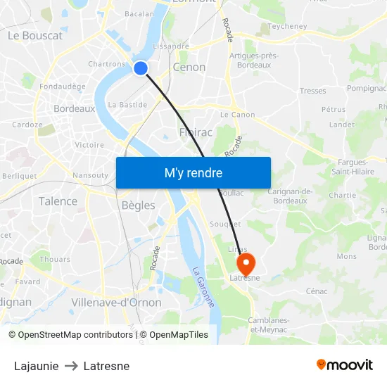 Lajaunie to Latresne map