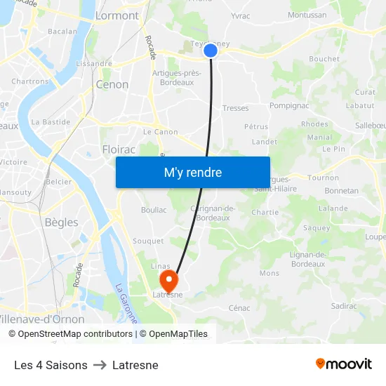 Les 4 Saisons to Latresne map