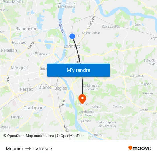 Meunier to Latresne map