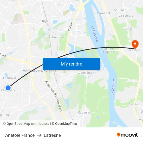 Anatole France to Latresne map