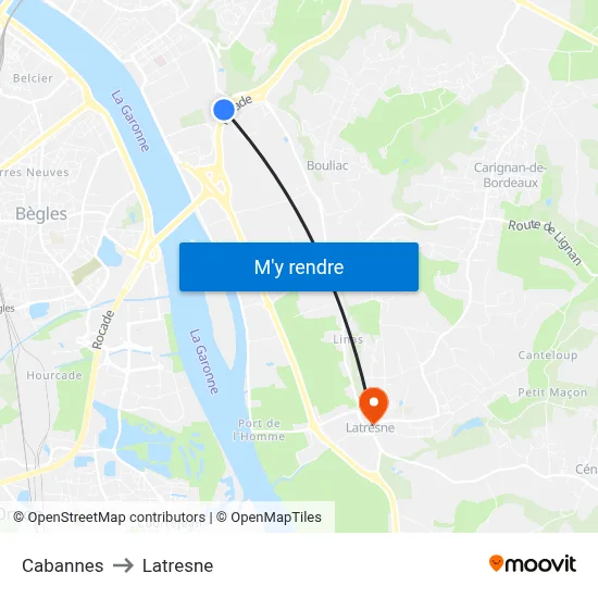 Cabannes to Latresne map
