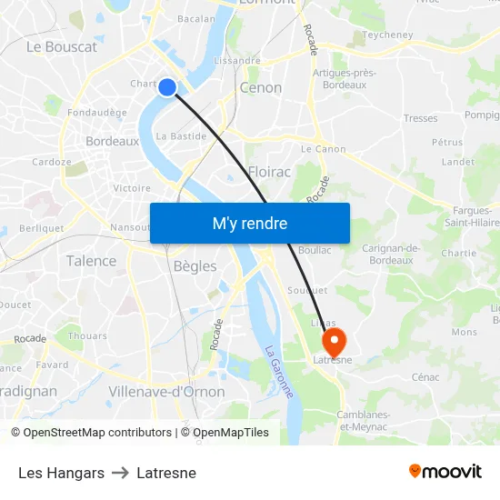 Les Hangars to Latresne map