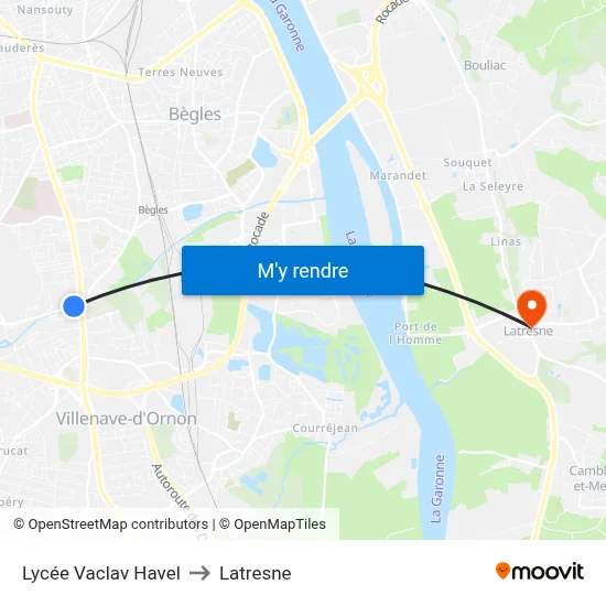 Lycée Vaclav Havel to Latresne map