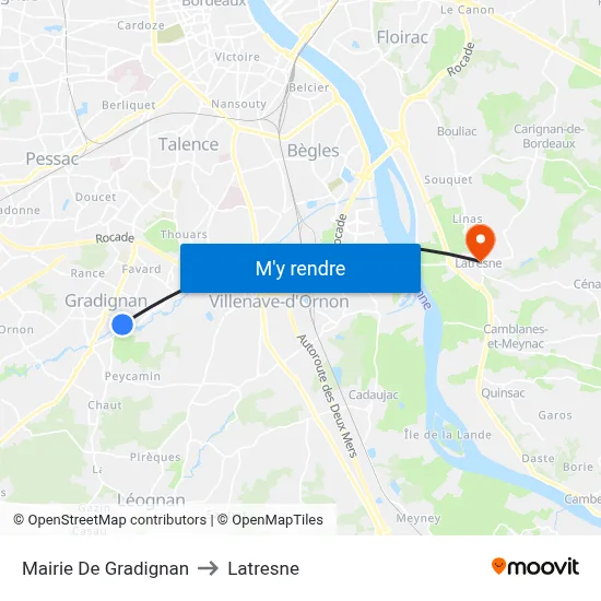Mairie De Gradignan to Latresne map