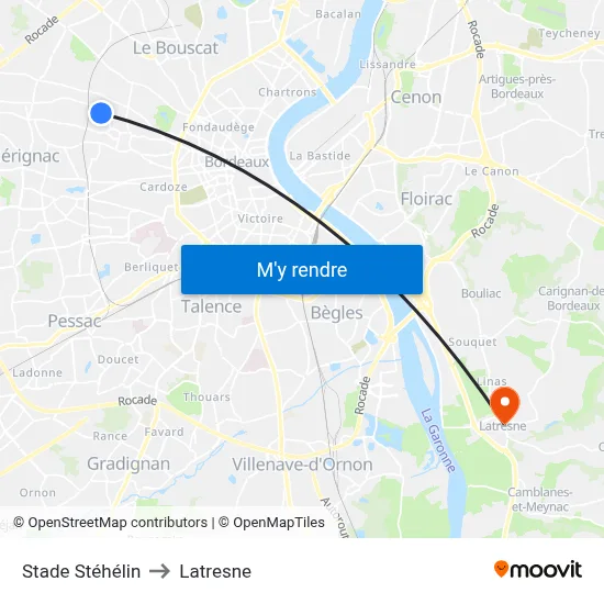 Stade Stéhélin to Latresne map