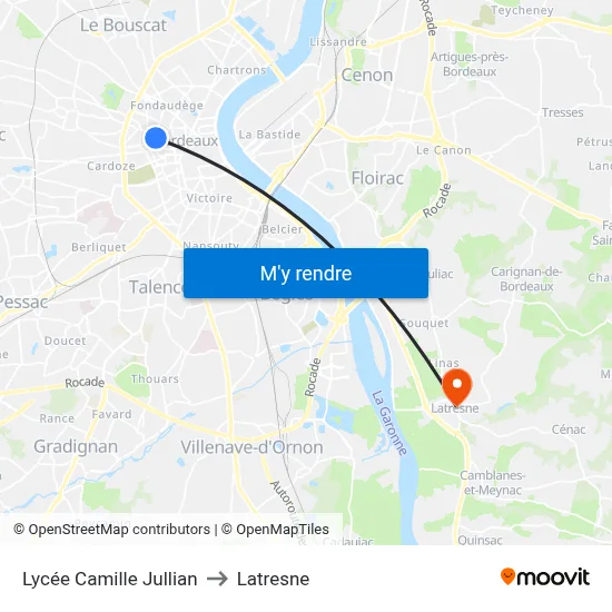 Lycée Camille Jullian to Latresne map