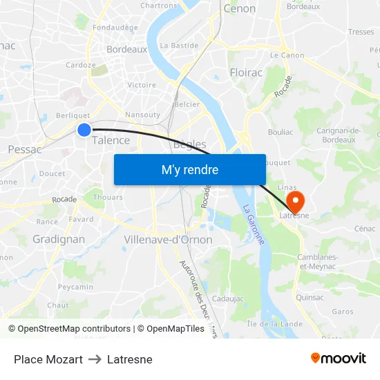 Place Mozart to Latresne map