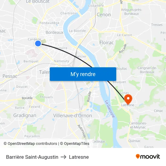 Barrière Saint-Augustin to Latresne map