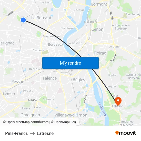 Pins-Francs to Latresne map