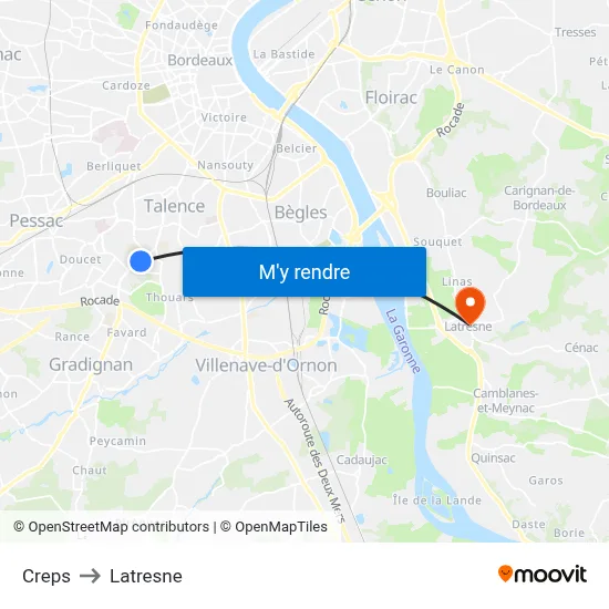 Creps to Latresne map