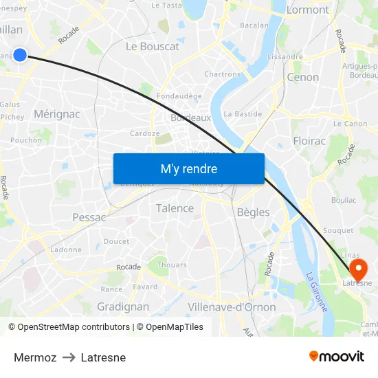 Mermoz to Latresne map