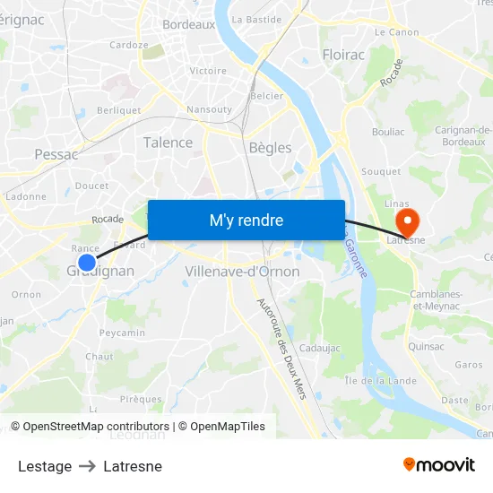 Lestage to Latresne map