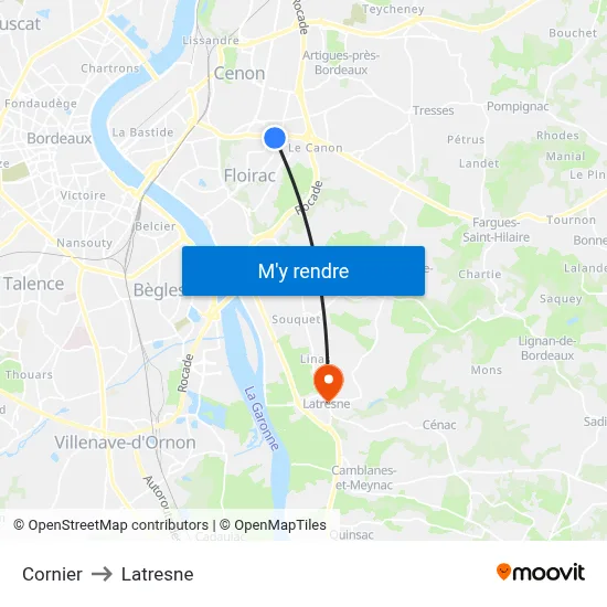 Cornier to Latresne map