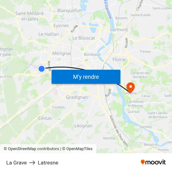 La Grave to Latresne map