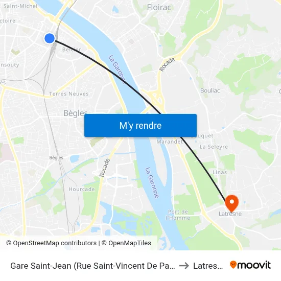 Gare Saint-Jean (Rue Saint-Vincent De Paul) to Latresne map