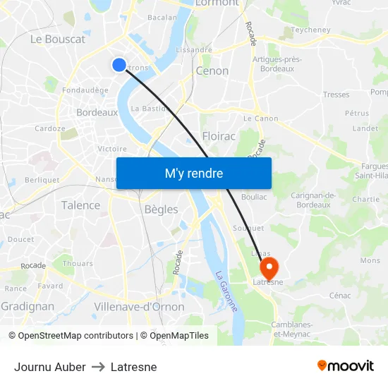 Journu Auber to Latresne map