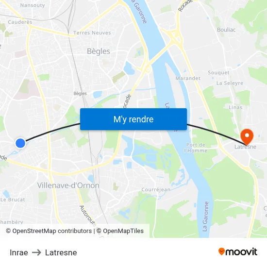 Inrae to Latresne map