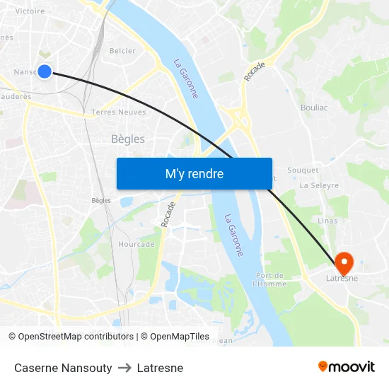 Caserne Nansouty to Latresne map