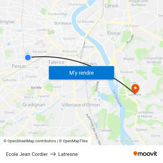 Ecole Jean Cordier to Latresne map