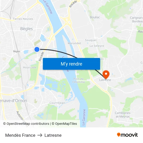 Mendès France to Latresne map