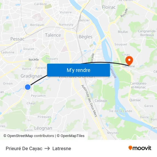 Prieuré De Cayac to Latresne map