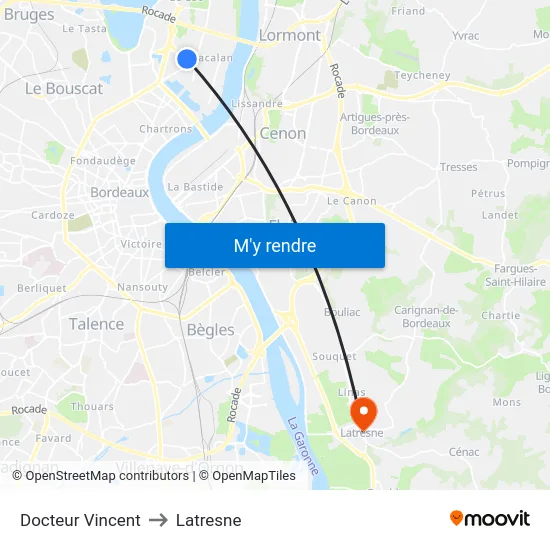Docteur Vincent to Latresne map