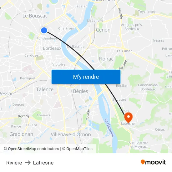 Rivière to Latresne map