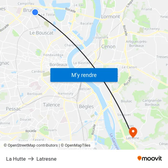 La Hutte to Latresne map