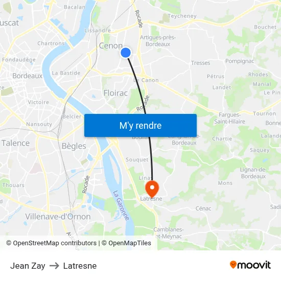 Jean Zay to Latresne map