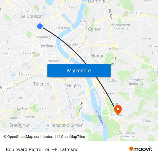 Boulevard Pierre 1er to Latresne map