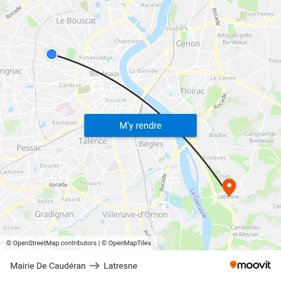 Mairie De Caudéran to Latresne map