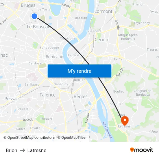Brion to Latresne map