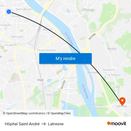 Hôpital Saint-André to Latresne map