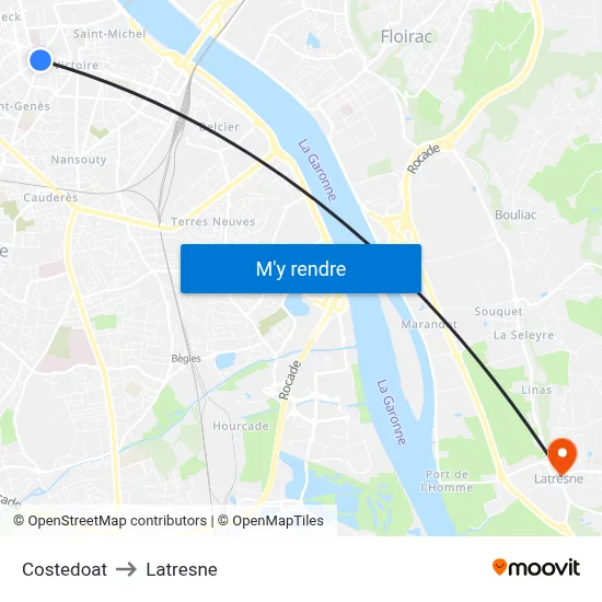 Costedoat to Latresne map