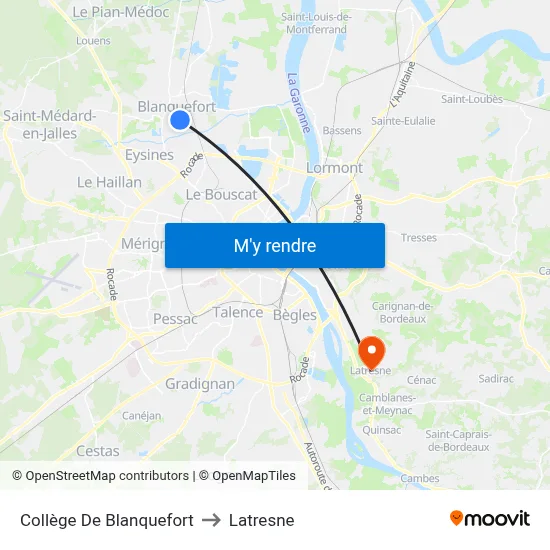 Collège De Blanquefort to Latresne map