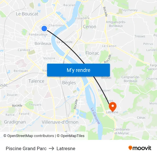 Piscine Grand Parc to Latresne map