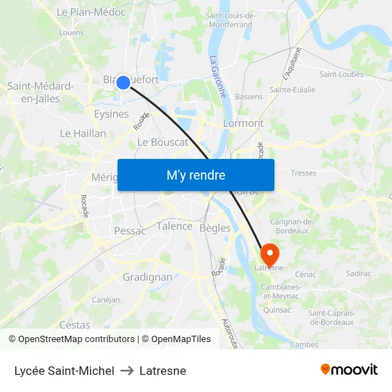 Lycée Saint-Michel to Latresne map